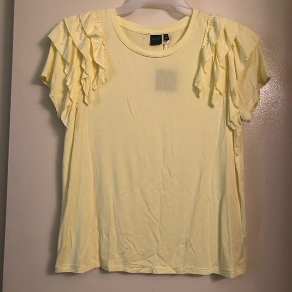 Kaari Blue Yellow Ruffle Short Sleeve Top - Picture 3 of 6